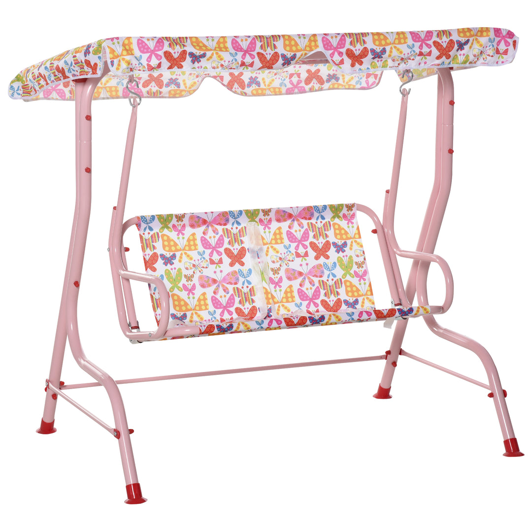 Kids Canopy Garden Swing Chair Hammock Lounge Toddler Seat Belt Awning Pink