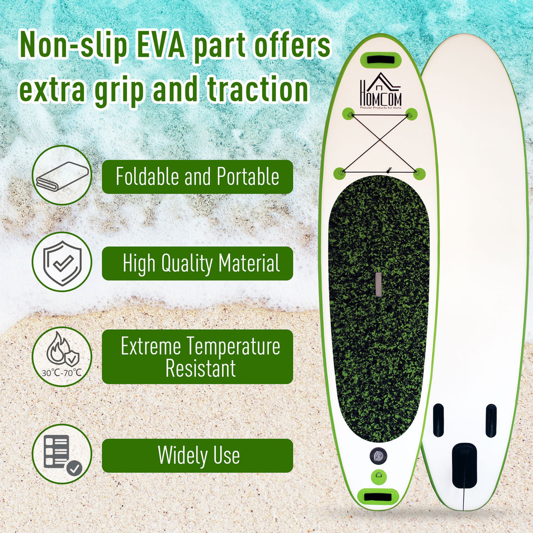 Blow up Paddle Board Surfing Non-Slip Panel with Air Pump Beach- White, Green