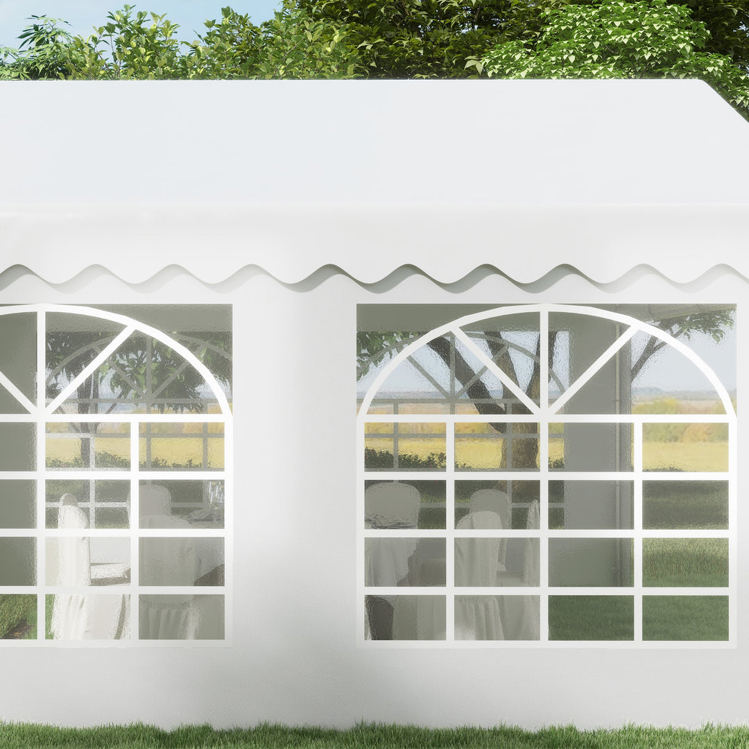 Outsunny 4m x 4 m Party Tents Portable Carport Shelter with Removable Sidewalls & Double Doors, Heavy Duty Party Tent Car Canopy