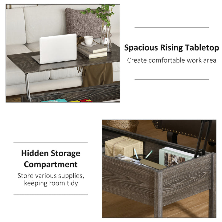 Modern Lift Top Coffee Table with Storage Compartment Convertible Tea Desk Floating Retractable Table Home Office Living Room Furniture Tan