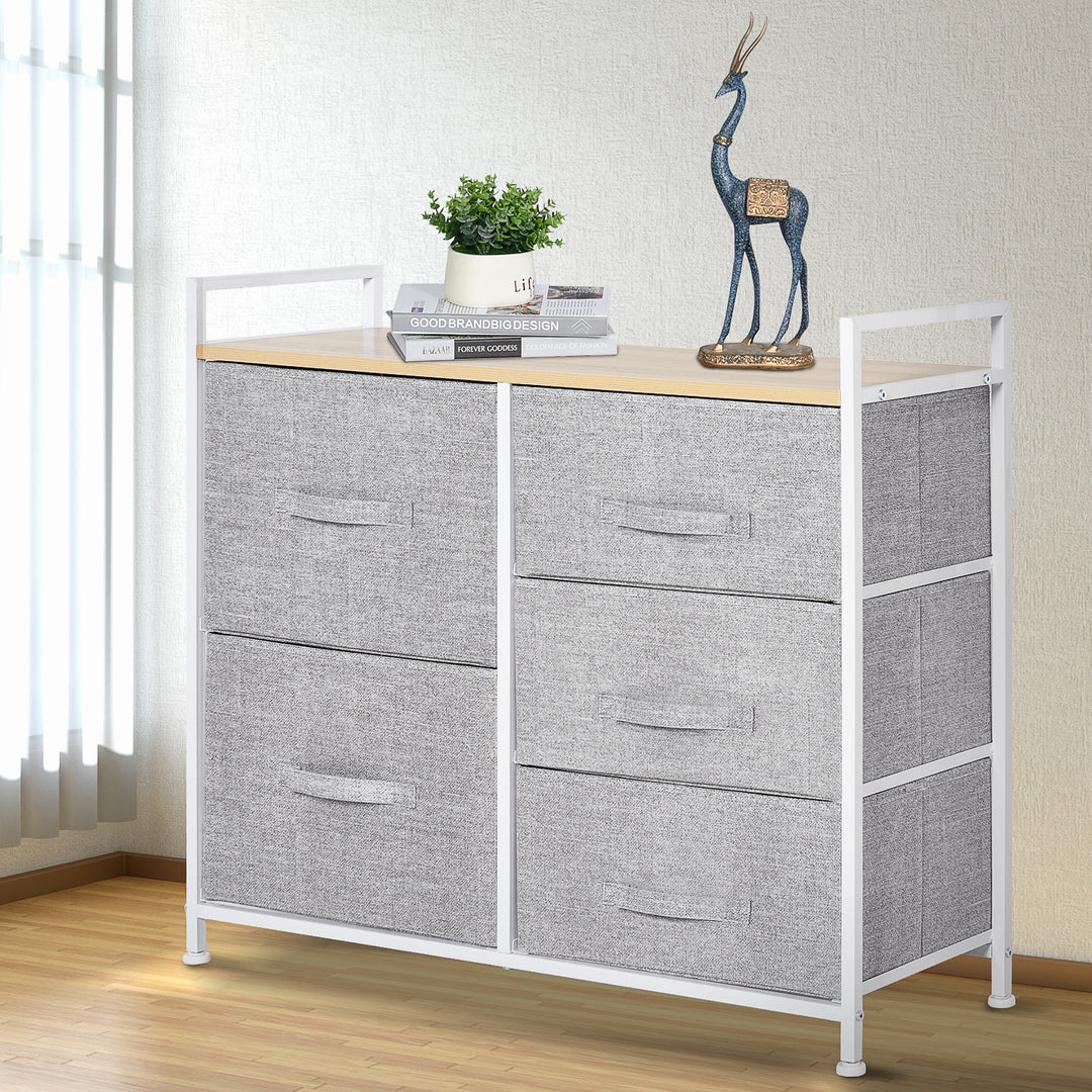 5 Drawer Linen Storage Chest Dresser - Grey