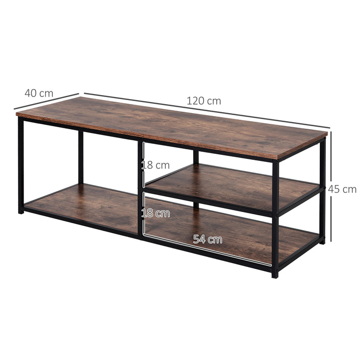 HOMCOM TV stand Industrial Style TV Cabinet With Storages 2 Shelves Metal Frame For living Room