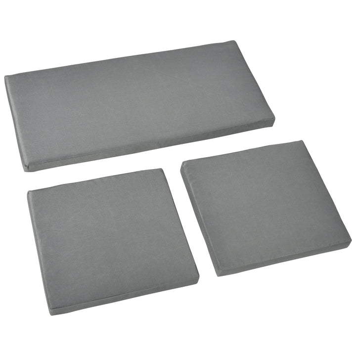 Outdoor Seat Cushion Pads for Rattan Furniture, 3 PCs Cushions - Dark Grey