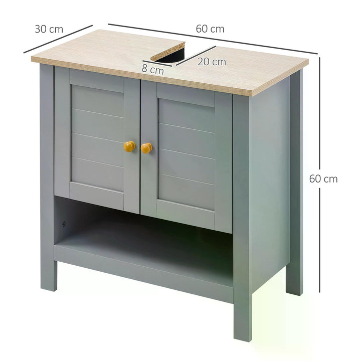 Under Sink Cabinet, Bathroom Vanity Unit, Pedestal Under Sink Design, Storage Cupboard with Adjustable Shelf, Grey