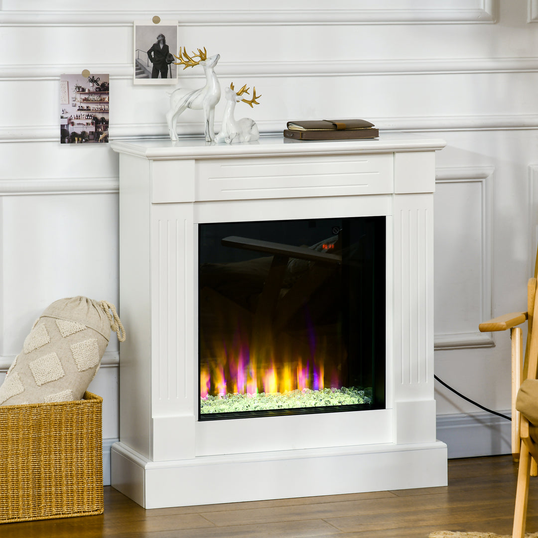 Electric Fireplace w/ Remote Control, Timer- White
