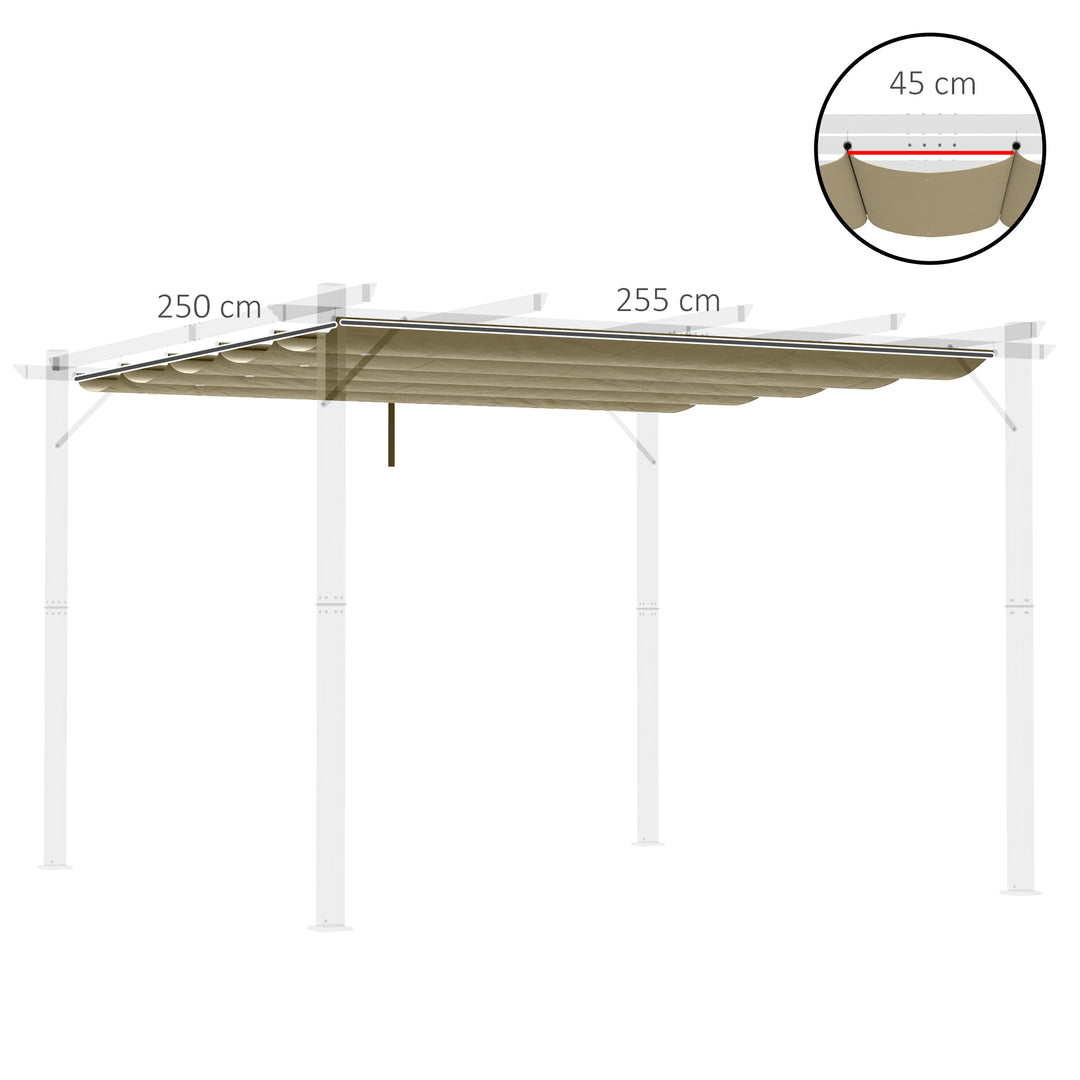 Retractable Pergola Shade Cover, Replacement Canopy Fabric for 3 x 3 (m) Pergola, Gazebo Retractable Roof, Tan