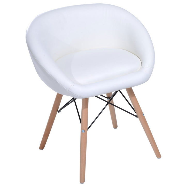 Faux Leather Lounge Chair W/Solid Wooden Legs-White