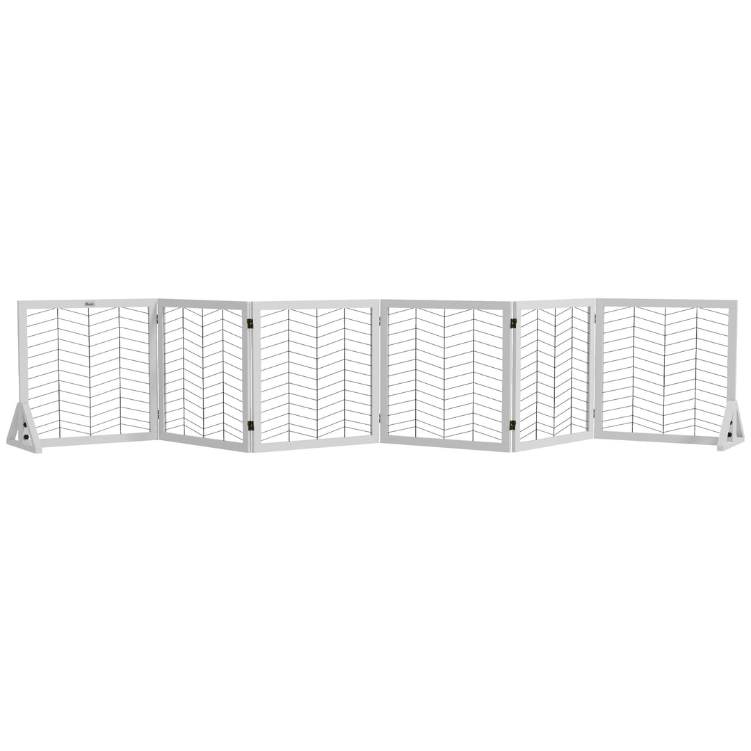 Wooden Pet Gate Barrier w 2PCS Support, for Small Medium Dogs-White