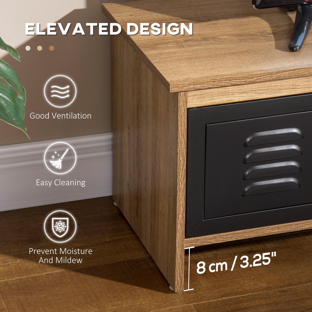 TV Stand Cabinet Unit for TVs up to 42 Inches with 2 Drawers and 2 Storage Compartment Wire Hole Entertainment Console for Living Room Black