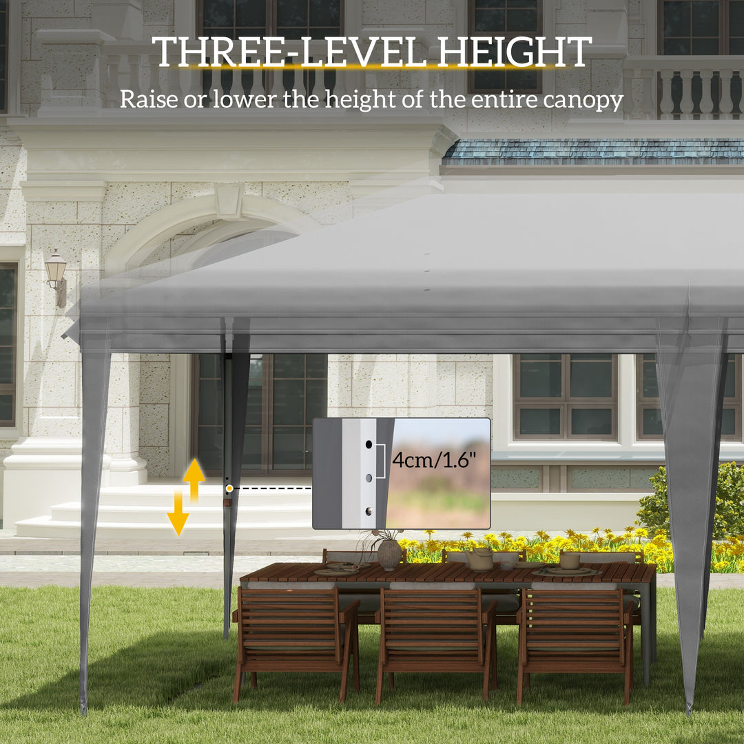 3 x 6 m Pop Up Gazebo, Foldable Canopy Tent, Height Adjustable Wedding Awning Canopy w/ Carrying Bag, Grey