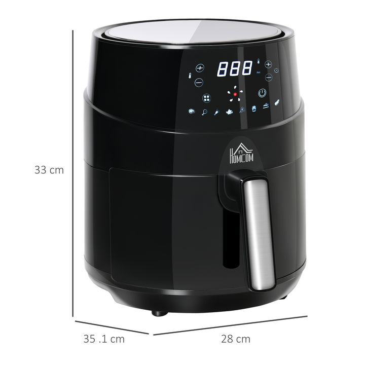 HOMCOM 4.5L Digital Air Fryer, 1500W W/ Digital Display, Rapid Air Circulation, Adjustable Temperature, Timer and Nonstick Basket, Black