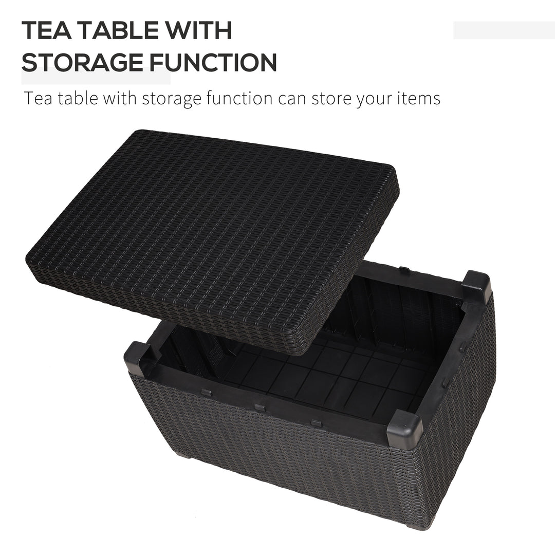 Garden PP Rattan Style Sofa Table Set 4 Seater Outdoor Patio 2 Single Chairs &amp; 1 Bench Conservatory Furniture Cushioned Black