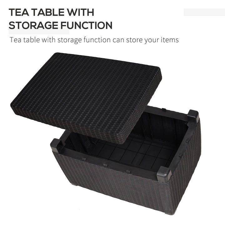 Garden PP Rattan Style Sofa Table Set 4 Seater Outdoor Patio 2 Single Chairs &amp; 1 Bench Conservatory Furniture Cushioned Black