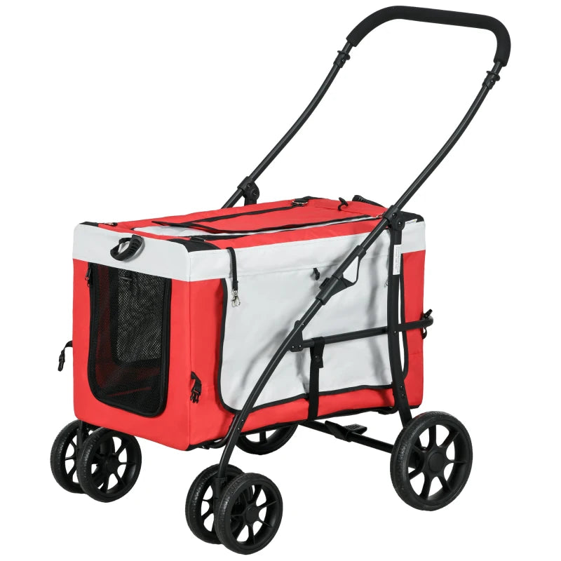 Foldable Dog Stroller, Pet Travel Crate with Detachable Carrier
