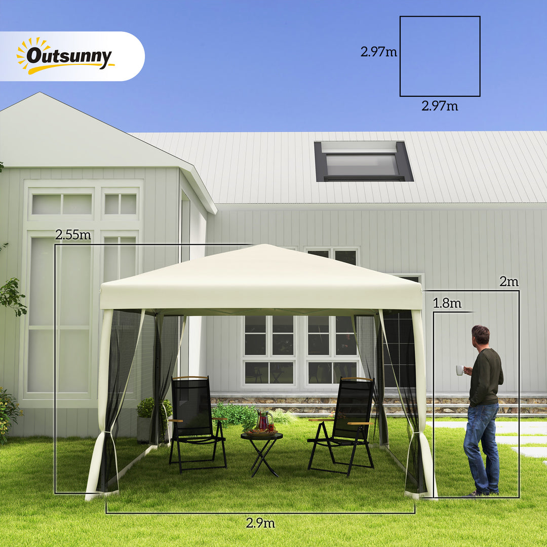 3x3m Pop Up Gazebo W/ Mesh Walls-Tan