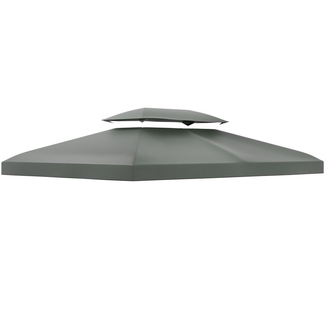 3x4m Gazebo Replacement Roof Canopy 2 Tier Top UV Cover Garden Patio Outdoor Sun Awning Shelters Deep Grey (TOP ONLY)