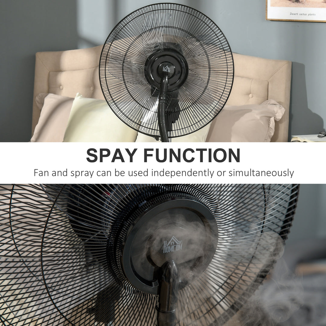 Pedestal Fan with Water Mist Spray, Humidifying Misting Fan, Standing Fan w/3 Speeds, 3.1L Water Tank Electric Mosquito Killer Jack, Black