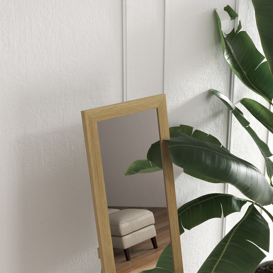 Rustic Full Length Mirror, Hanging and Freestanding Floor Mirror, Farmhouse Decorative Wall Mirror, for Living Room, Bedroom, 155 cm, Natural