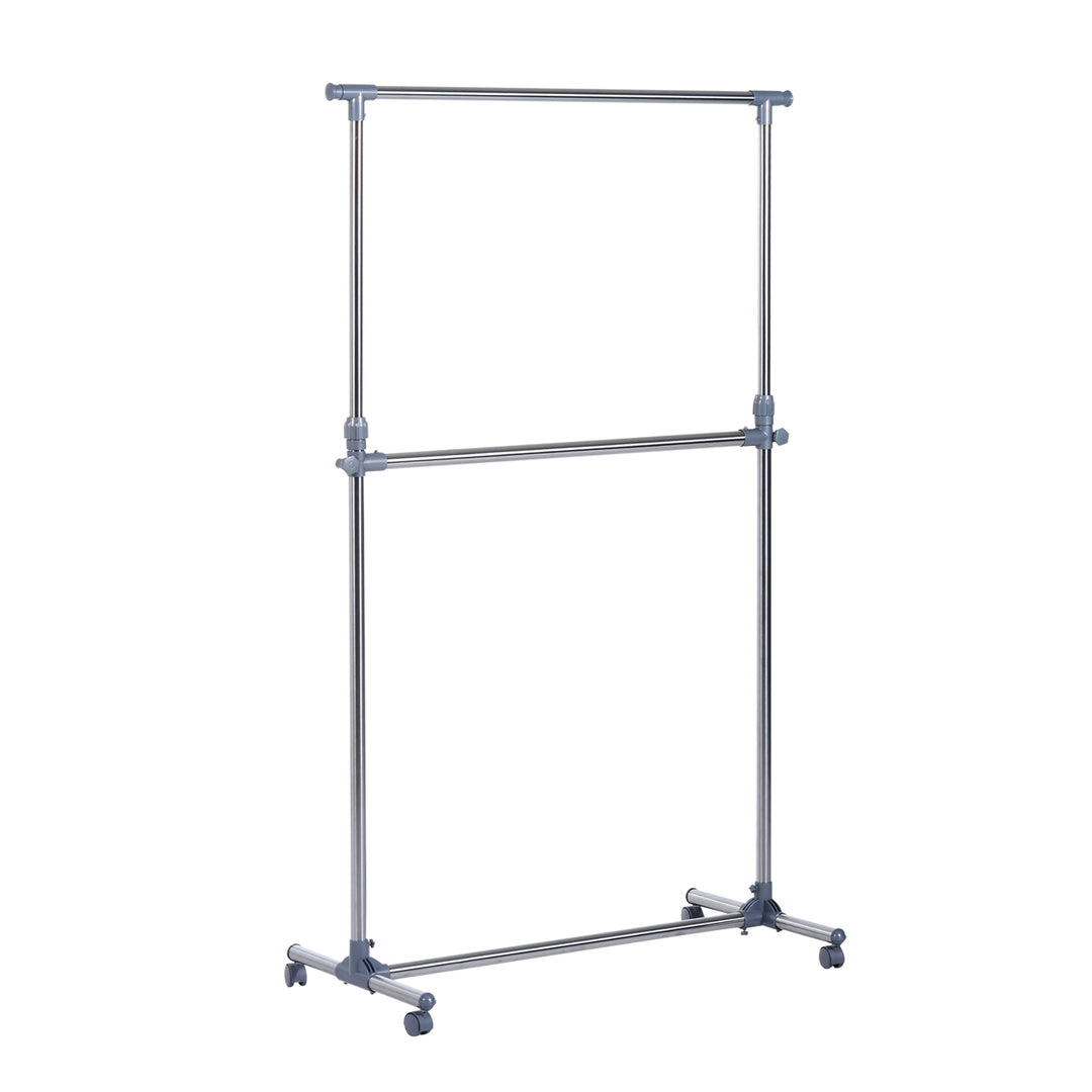 Heavy Duty Clothes Hanger Garment Rail Hanging Display Stand Rack w/ Wheels Adjustable