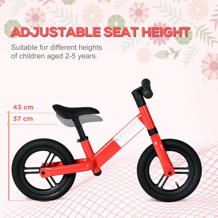 Kids Balance Bike, No Pedal Training Bike for Children with Adjustable Seat- Red
