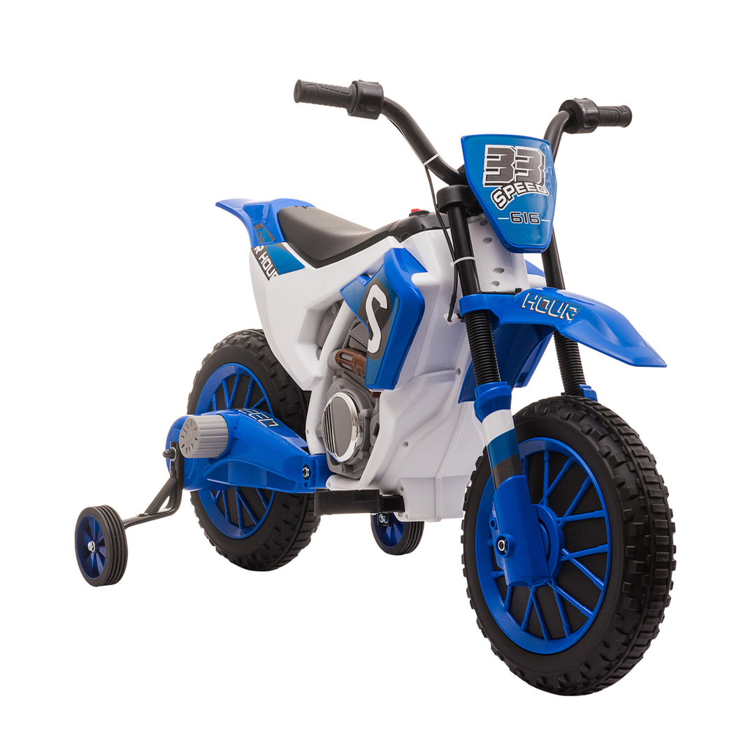 12V Kids Electric Motorbike Ride On Motorcycle Vehicle Toy with Training Wheels for 3-5 Years Old, Blue