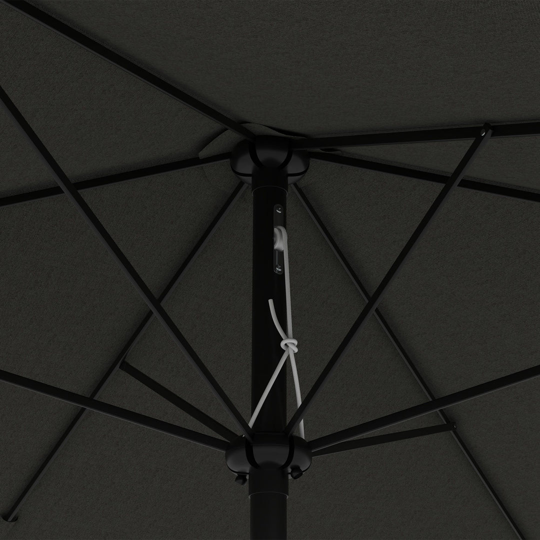 Outsunny 2 x 3(m) Garden Parasols Umbrellas Rectangular Patio Market Umbrella Outdoor Sun Shade w/ Crank &amp; Push Button Tilt, Aluminium Pole Dark Grey