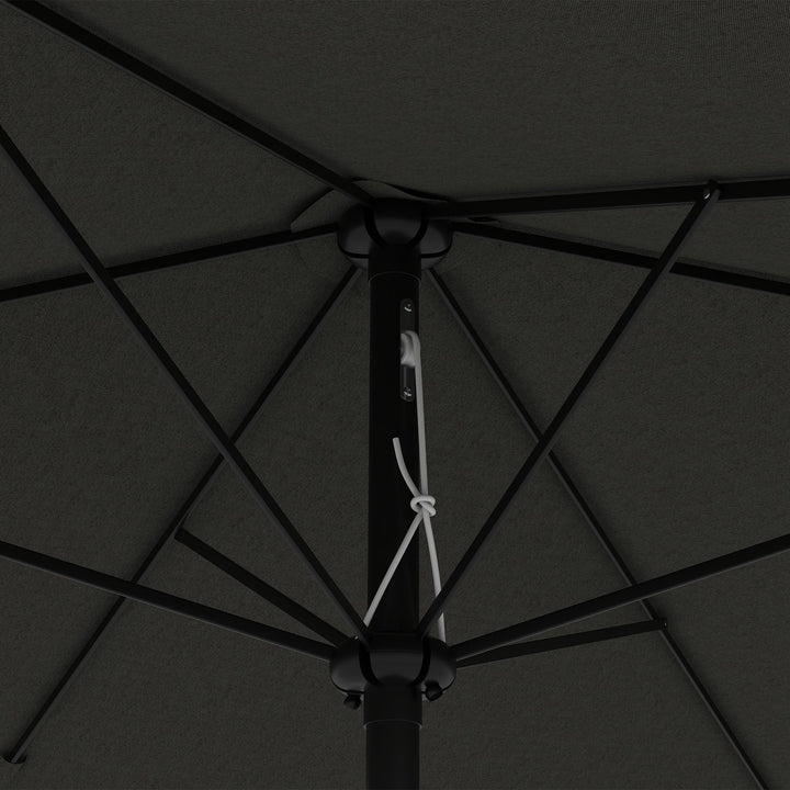 Outsunny 2 x 3(m) Garden Parasols Umbrellas Rectangular Patio Market Umbrella Outdoor Sun Shade w/ Crank &amp; Push Button Tilt, Aluminium Pole Dark Grey