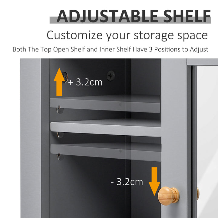 Bathroom Wall Mirror Cabinet, Cupboard with Door, Storage Cabinet with Adjustable Shelf for Corridors Living Rooms, Grey