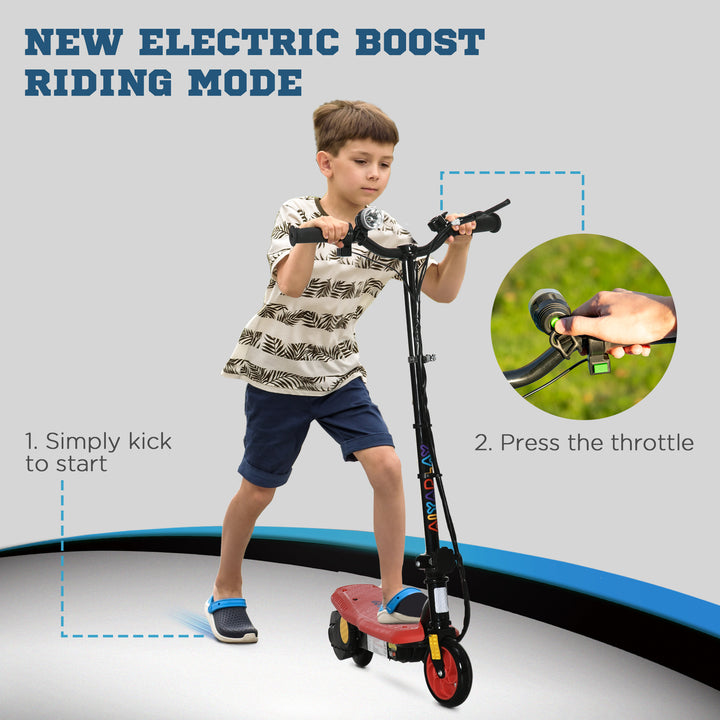 Foldable Electric Scooter, with LED Headlight, for Ages 7-14 Years - Red