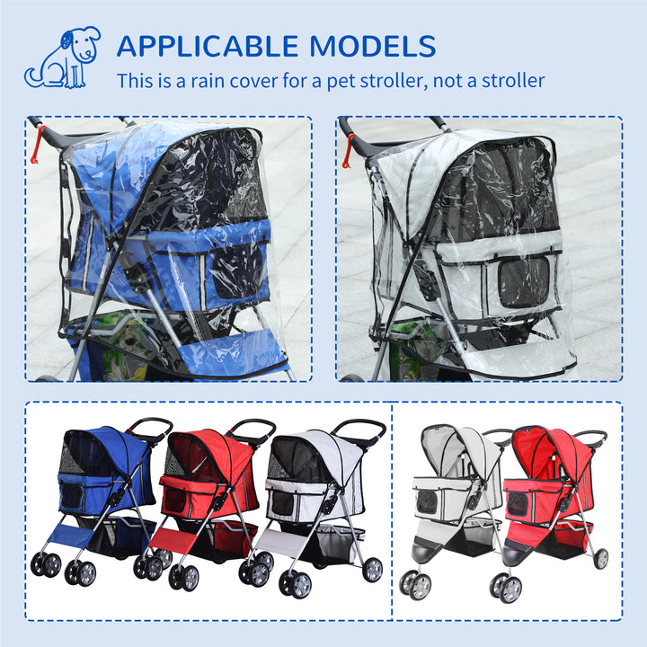 PawHut Dog Stroller with Rain Cover for Small Miniature Dogs, Folding Pet Pram with Cup Holder, Storage Basket, Reflective Strips, Blue