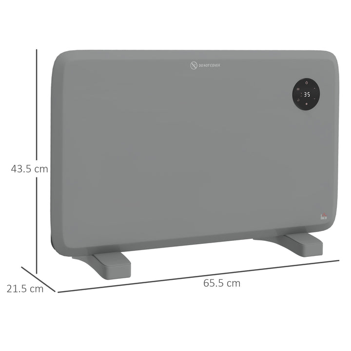 Electric Convector Heater, Wall Mounted, Timer, Grey