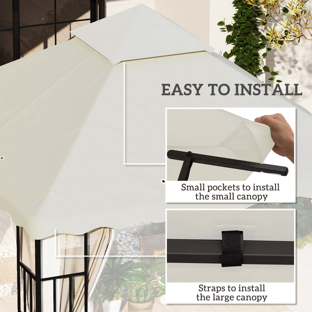 3 x 3 (m) Gazebo Canopy Replacement Covers, 2-Tier Gazebo Roof Replacement (TOP ONLY), Cream White