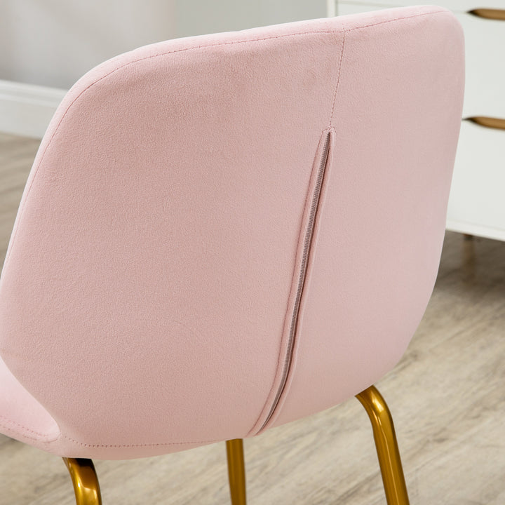 Velvet Dining Chairs Set of 2, 2 Piece Dining Room Chairs with Backrest, Padded Seat and Steel Legs, Pink