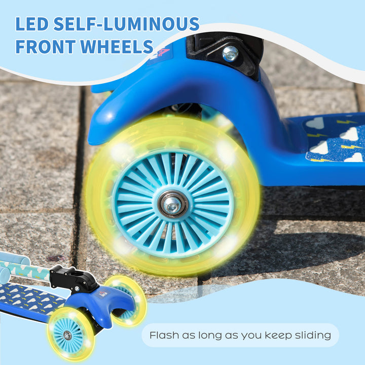 Scooter for Kids Toddler Foldable Kick Scooter with 3 Wheel Adjustable Height Flashing Wheels for Boys and Girls 3-8 Years Blue