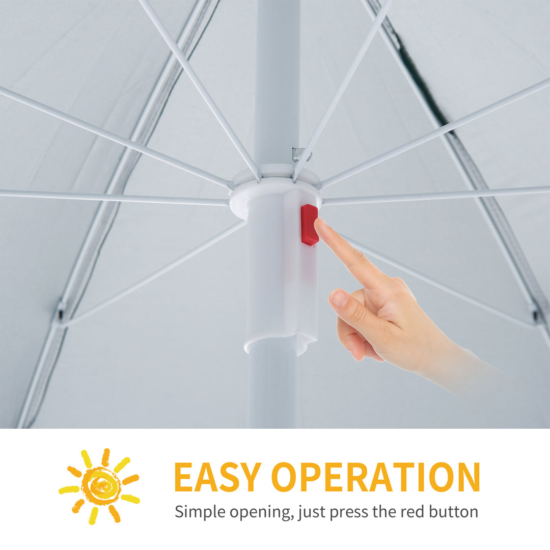 Outsunny 2.2M Fishing Umbrella Parasol W/ Side-Cream White