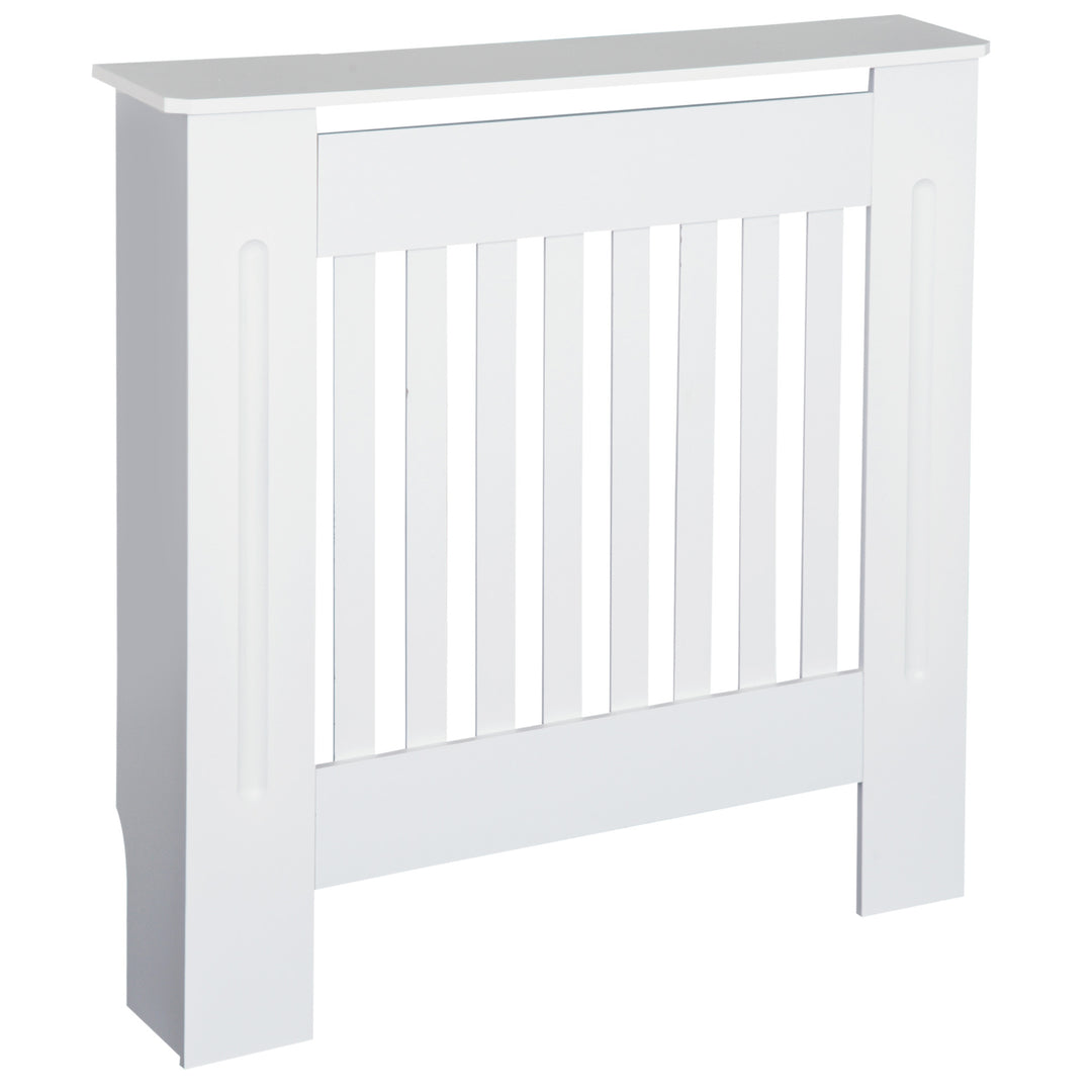 MDF Radiator Cover Wooden Cabinet Shelving Home Office Vertical Slattted Vent White 78L x 19W x 81H