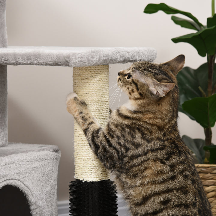 PawHut Cat Tree Tower Climbing Activity Center Kitten Furniture with Sisal Post Scratching Massage Toy 48 x 48 x 80cm Light Grey