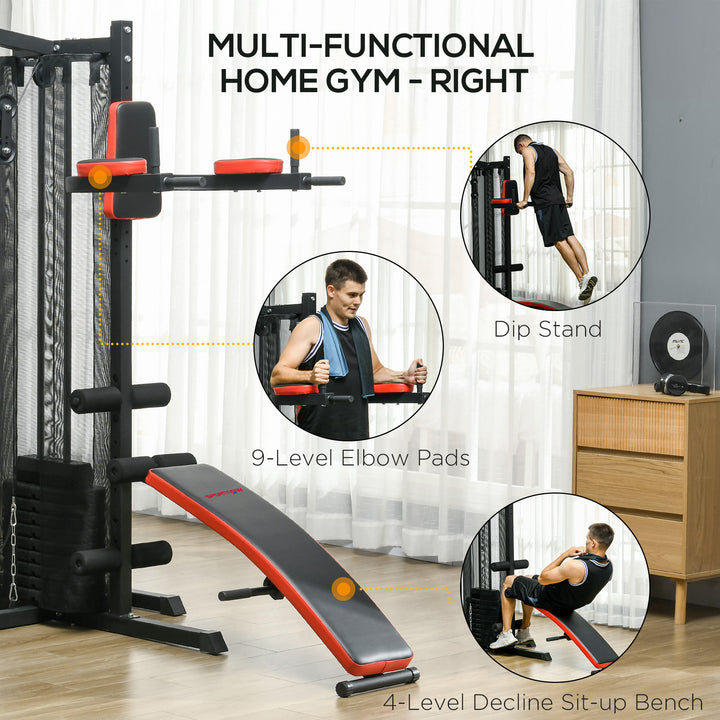 Multi Gym Workout Station, Weight Machine Sit up Bench, Push up Stand, Dip Station