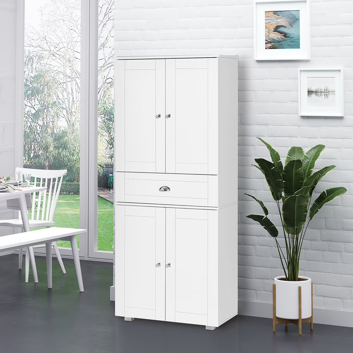 Freestanding Tall Kitchen Cupboard Storage Cabinets with Drawer - White