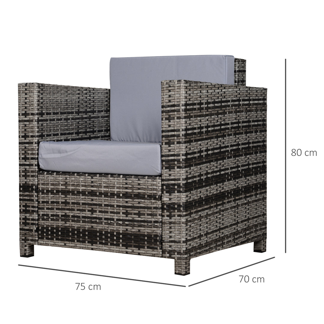 Rattan Garden All-Weather Wicker Single Sofa - Grey