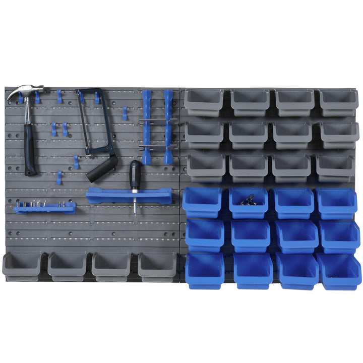 Wall Mounted Tool Rack Organiser w/ Shelf Hook-Blue