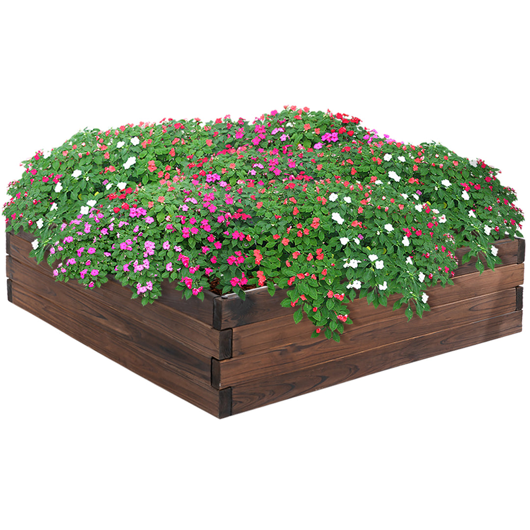 Outsunny Garden Wooden Raised Bed Planter Grow Containers For Outdoor Patio Plant Flower Vegetable 80L x 80W x 22.5H cm