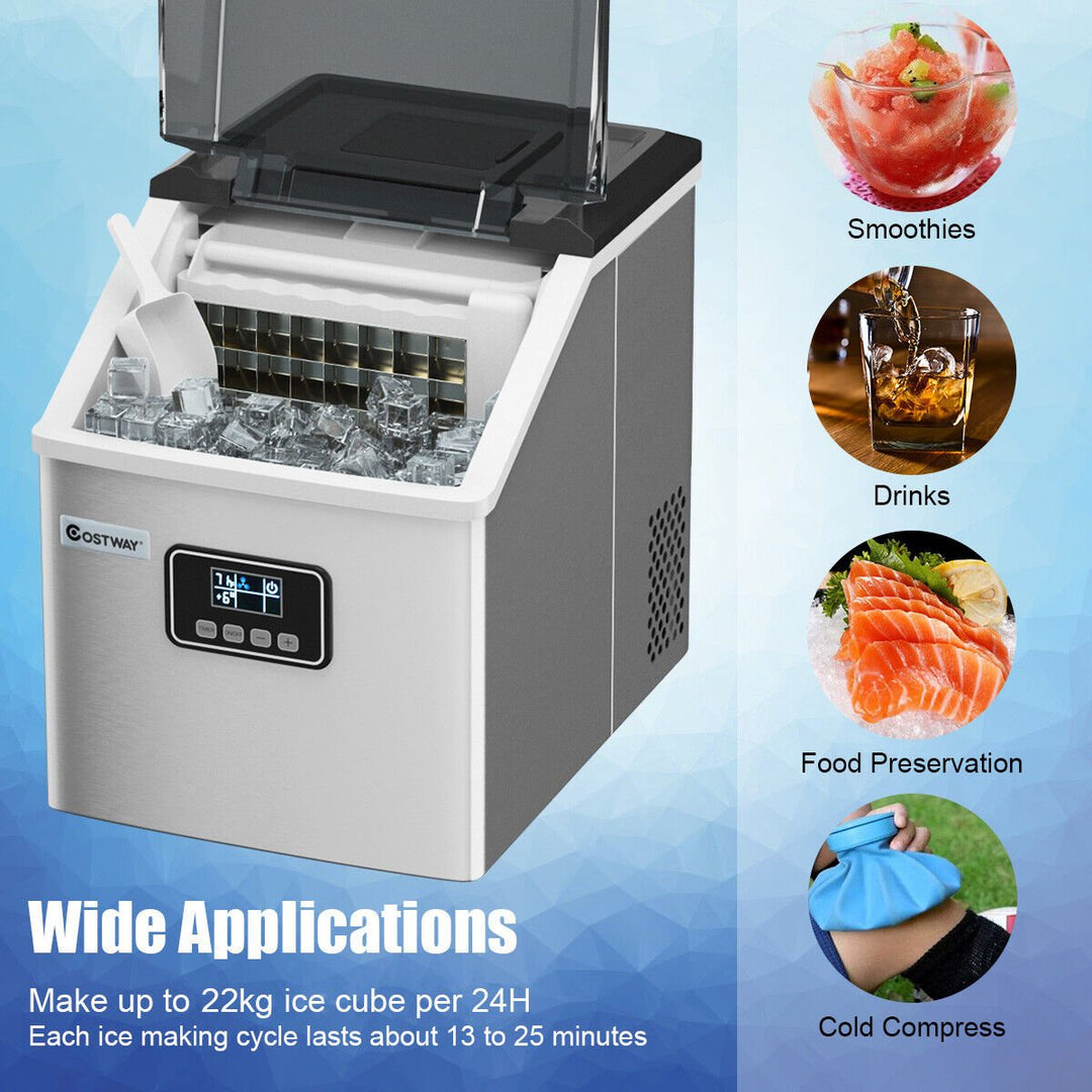 Countertop Ice Maker Portable Cube Machine 22KG/24H with LCD Display