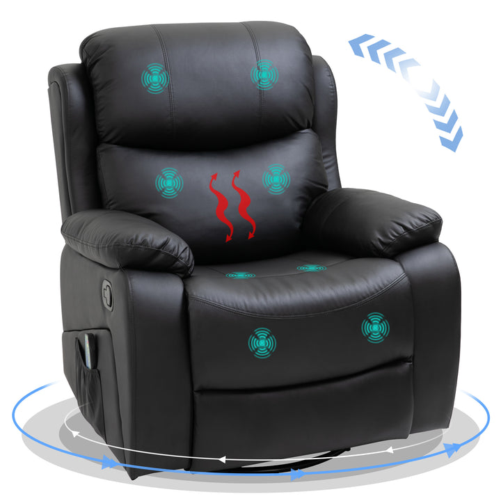 Reclining Chair with 8 Massage Points and Heat- Black