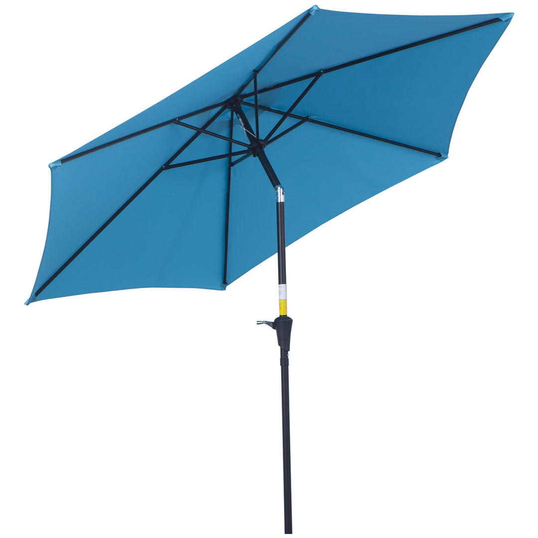 2.7M Patio Tilt Umbrella Sun Parasol Outdoor Garden Sun Shade Aluminium Frame with Crank（Blue）