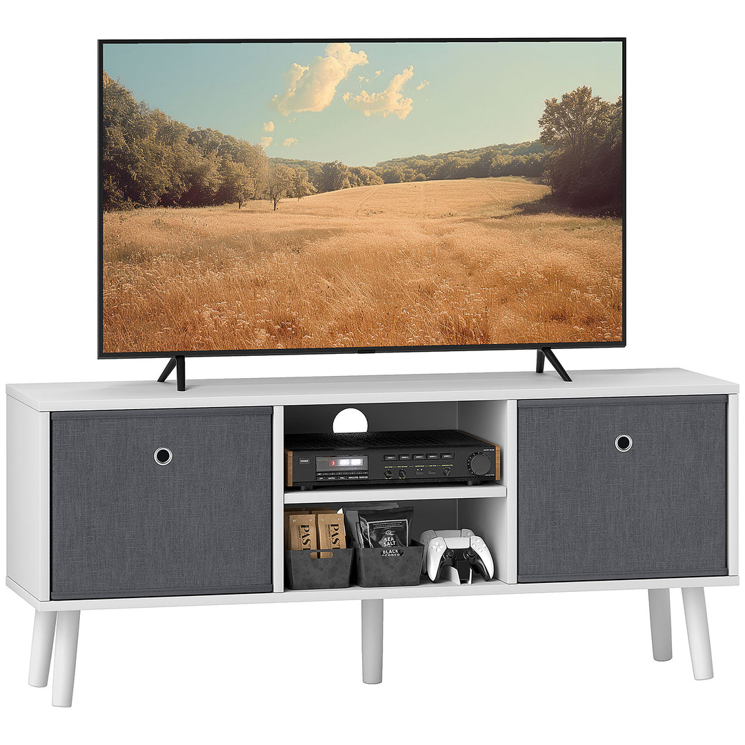 HOMCOM TV Unit with Storage for TVs up to 50'' Flat Screen with Foldable Drawers and Shelves, Entertainment Center for Living Room, Bedroom