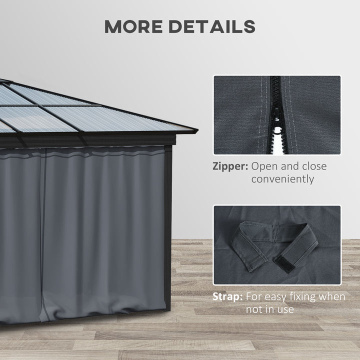 Outsunny Replacement Gazebo Curtain 4-Panel Sidewalls with Zipper for 3 x 3 (M) Yard Gazebos Canopy Tent Dark Grey