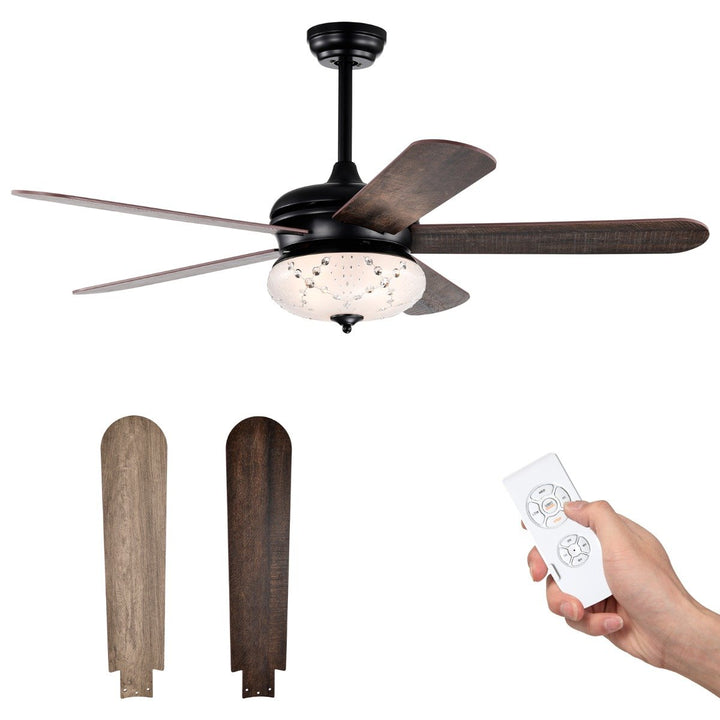 52" Ceiling Fan with Crystal Lights and Remote Control