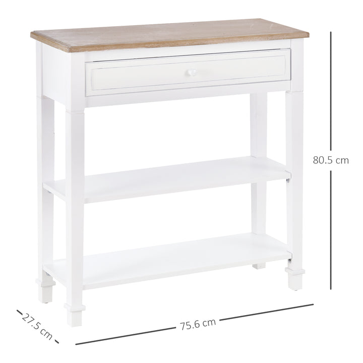 Console Table Hallway Side Desk One Drawer 2 Shelves Worktop Handle Retro Elegant Style Home Display Storage for Bedroom Livingroom