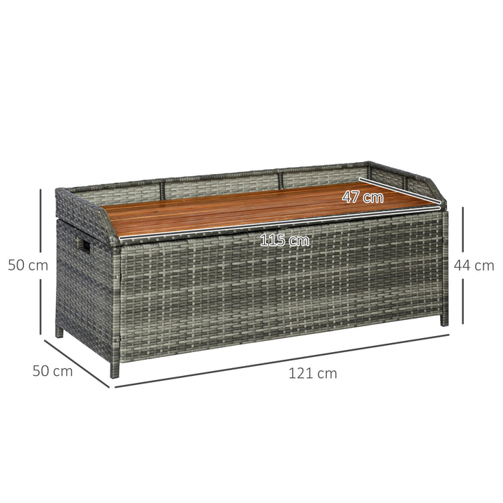 Patio Wicker Storage Bench Box, Outdoor Garden PE Rattan Pool Tool Storage - Grey